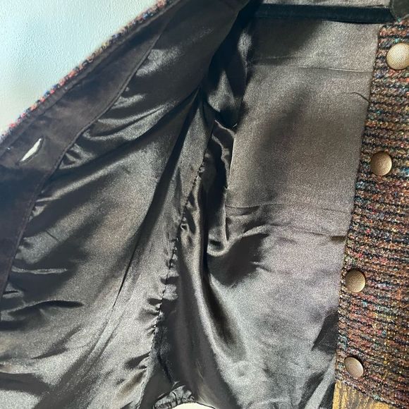 Flashback Couture Blazer Jacket Mixed Fabrics Velvet Satin Tweed 4 Button - Picture 11 of 15
